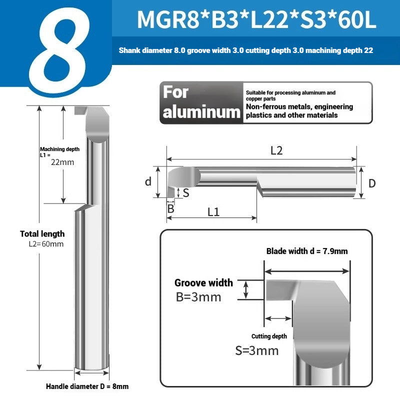 1135-CNC Small Bore Grooving Tool MGR Integral Tungsten Carbide Small Bore Hook Grooving Tool for Steel and Aluminum Internal Grooving Toolholder Shandong Denso Pricision Tools Co.,Ltd.